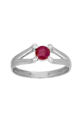 Anillo oro blanco 18k con rubí y circonitas 308_031FB-E