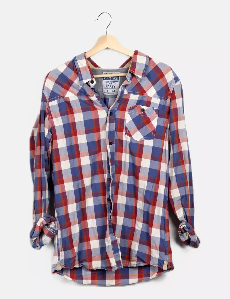 Bershka Camisa tricolor estampada