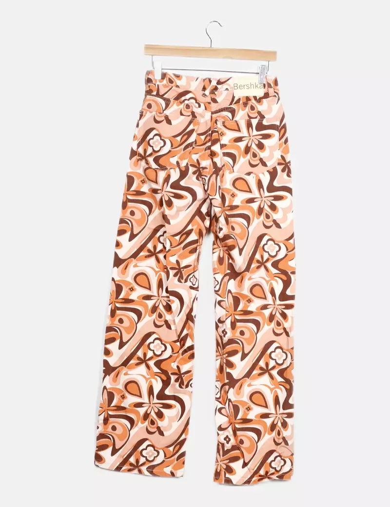 Bershka Jeans denim ancho print floral