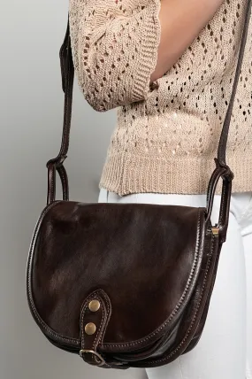 Bolso de cuero natural Nova, marrón oscuro