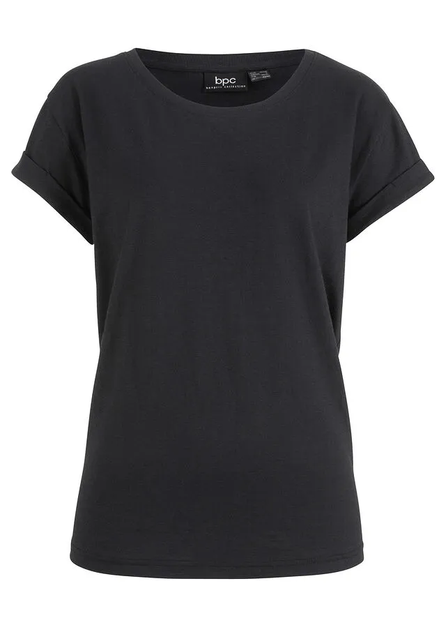 Camiseta boxy de manga corta Negro