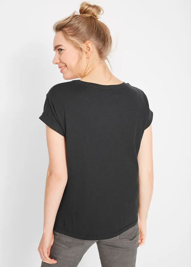 Camiseta boxy de manga corta Negro