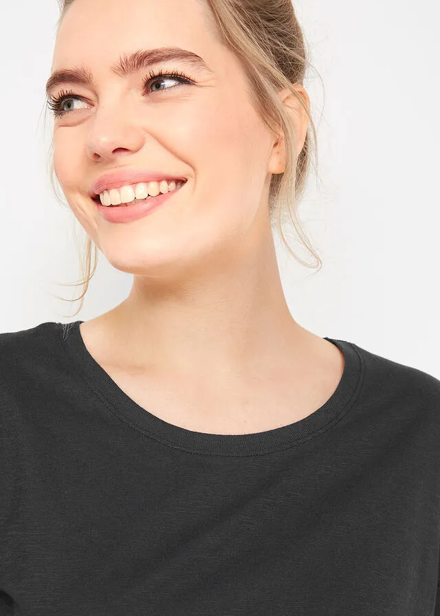 Camiseta boxy de manga corta Negro
