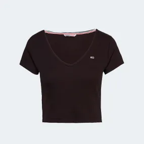 Camiseta TOMMY JEANS TJW BBY CRP ESSENTIAL RIB V SS DW0DW14877