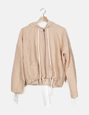 Colmillodemorsa Sudadera rosa calada con capucha