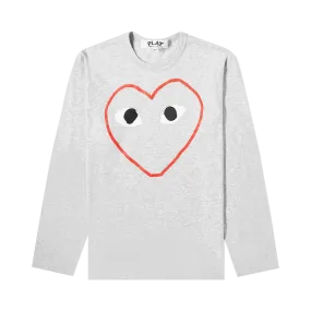 Comme des Garçons PLAY Long-Sleeve Play T-Shirt With Outlined Red Heart