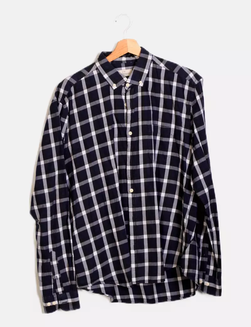 Cortefiel Camisa azul marina cuadros