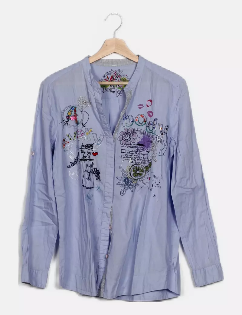 Desigual Camisa azul estampada