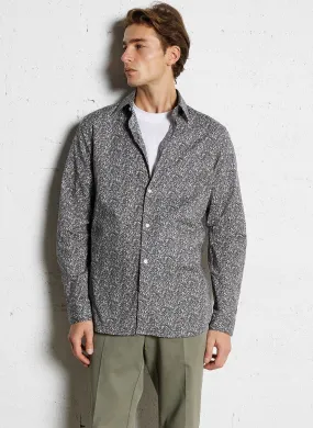 EKSTI - Camisa de algodón slim fit estampada en negro