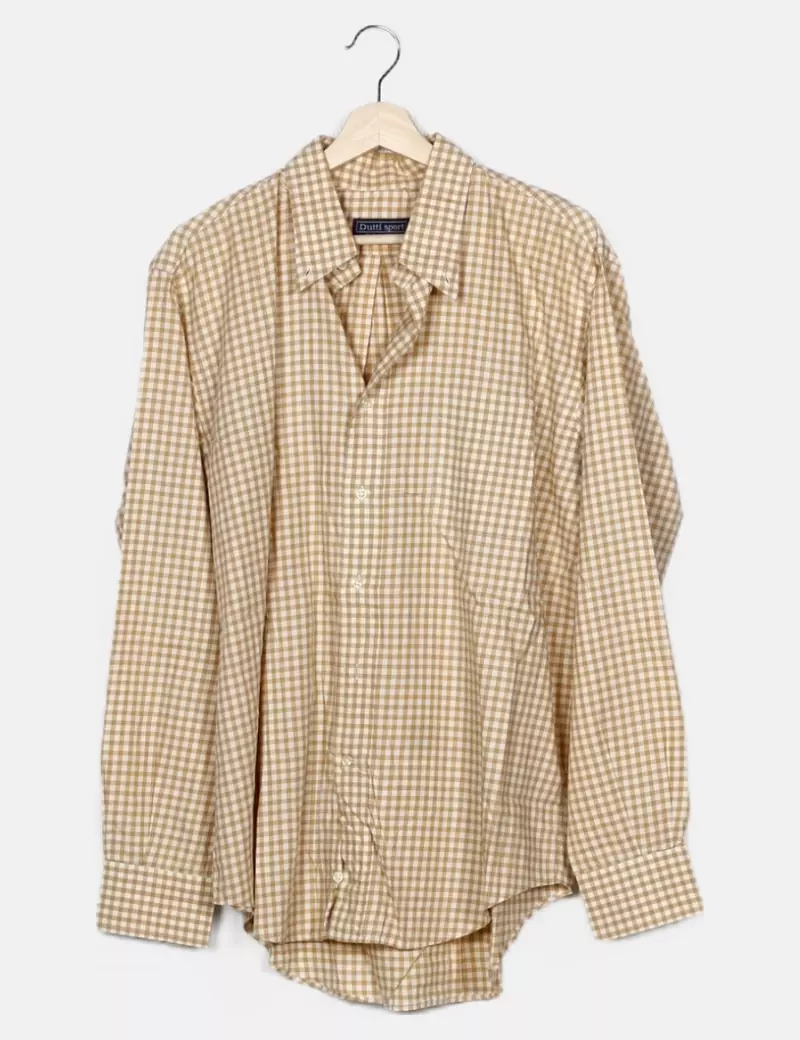 Massimo Dutti Camisa cuadros beige
