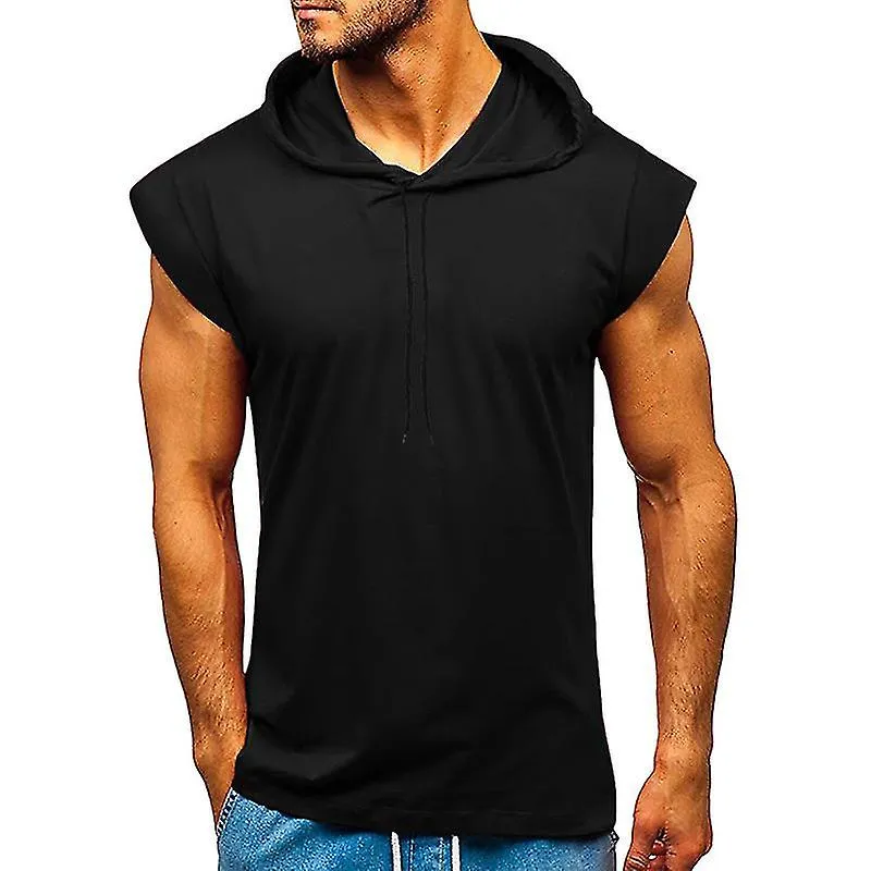 Mens Plain Hoodie Tops Casual Hooded T-shirts Short Sleeve Pullover