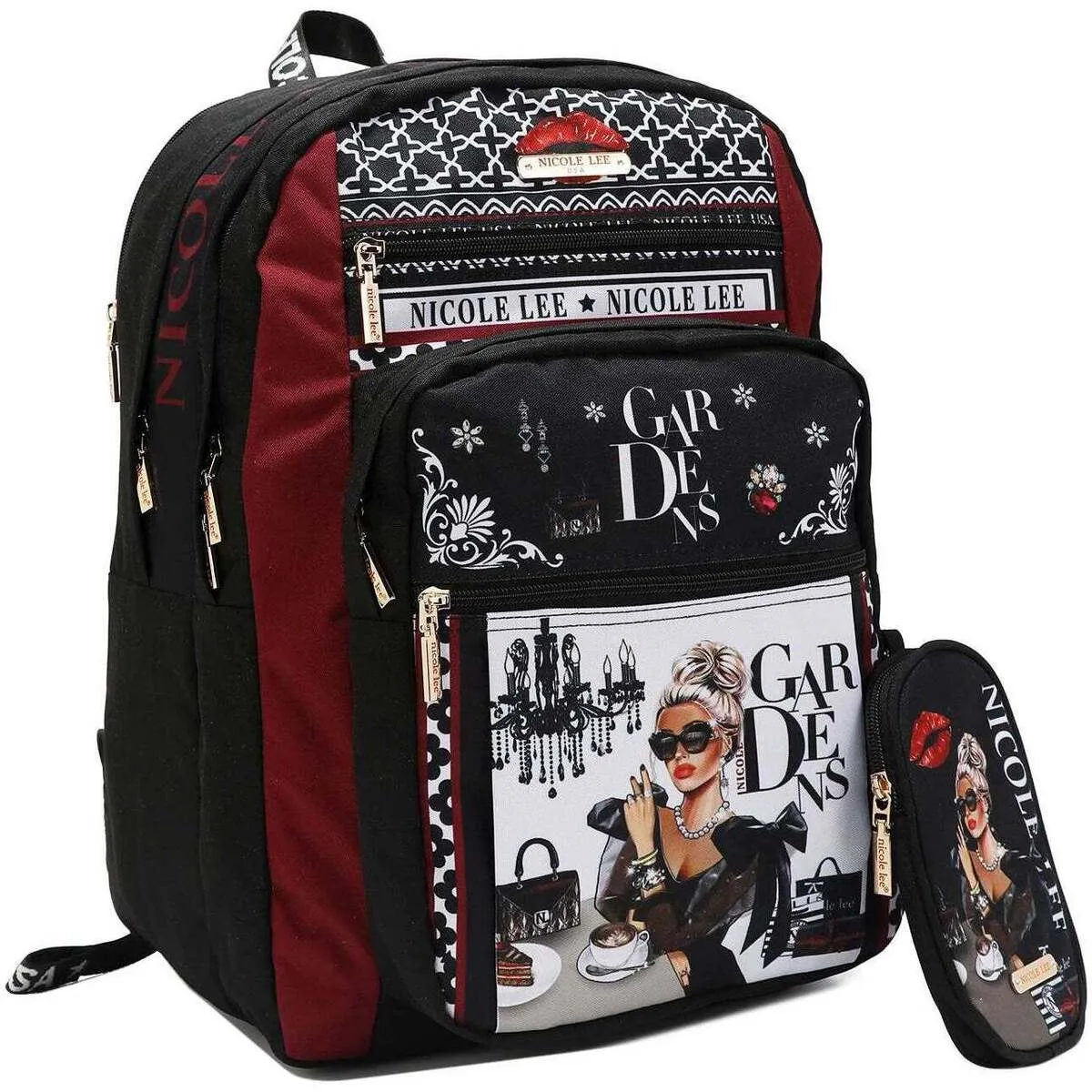 MOCHILA DE NYLON + ESTUCHE LADY IN BLACK
