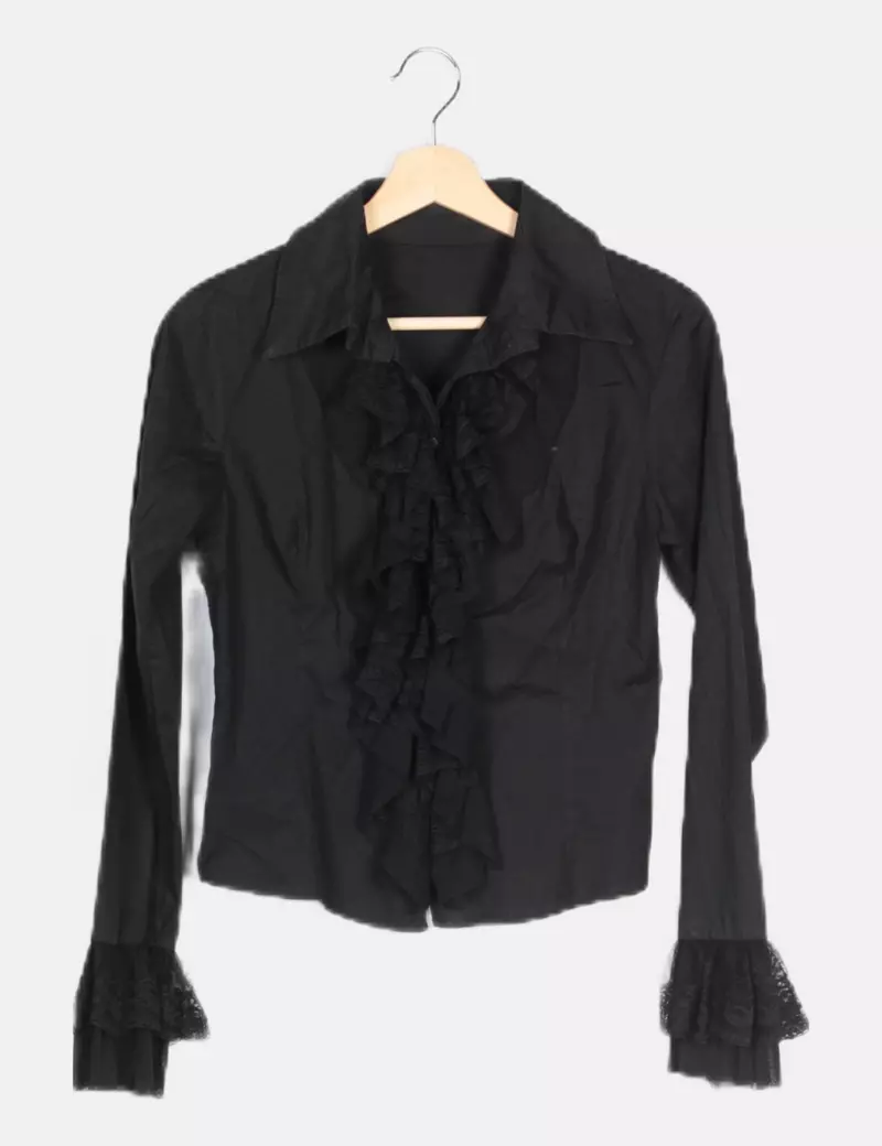 NoName Camisa negra volante