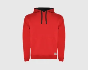 Sudadera capucha bicolor unisex color rojo-negro