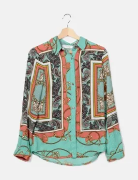 Suiteblanco - Blanco Camisa fluida celeste print barroco