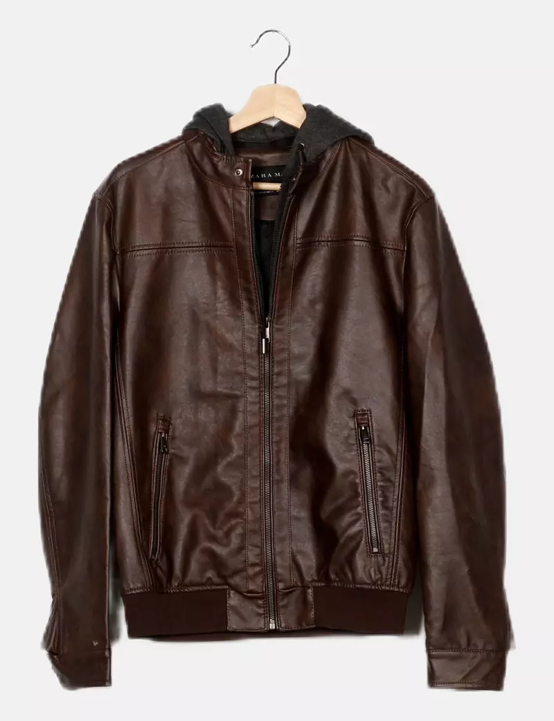 Zara Cazadora con capucha marrón