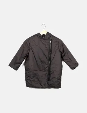 Zara Plumífero gris oscuro capucha